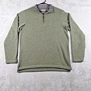 Wrangler Authentics Men's Size M Fleece Quarter Zip Olive Green Sweater 1/4 Zip